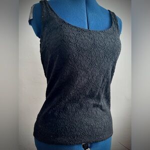 White House/Black Market Black Stretch Lace Tank Top